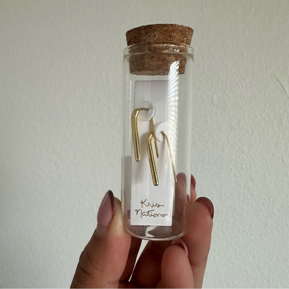 NWT Kris Nations 18k Gold Vermeil or Stirling Silver Through Hoop Earrings